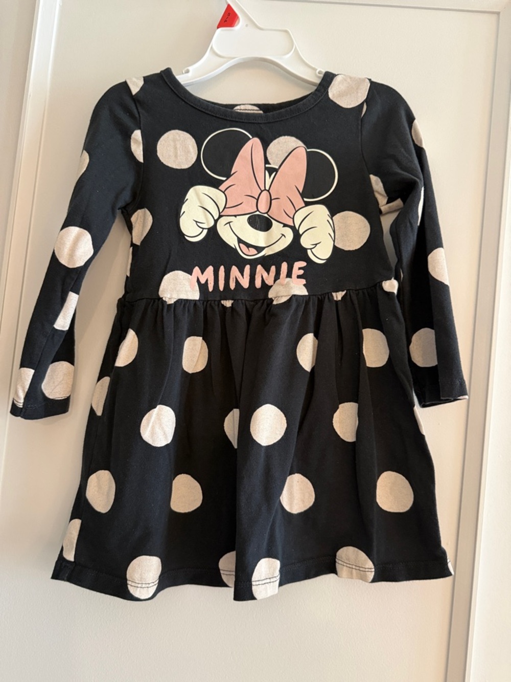 Disney Minnie Mouse Black & Pink Polka Dot Girls' Dress